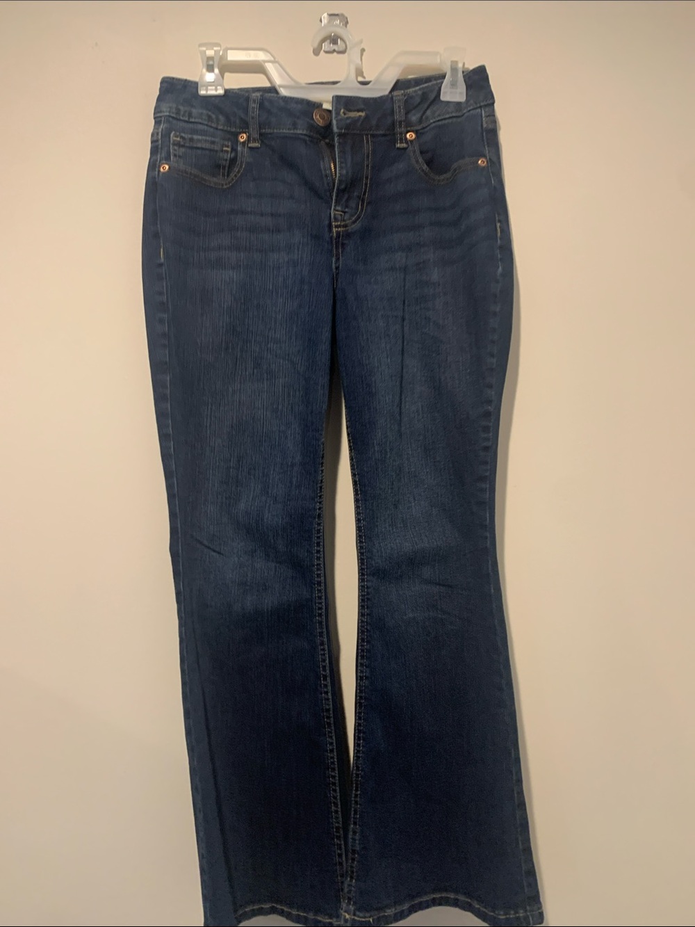 Maurices Dark Blue Flared Wide Leg Jeans
